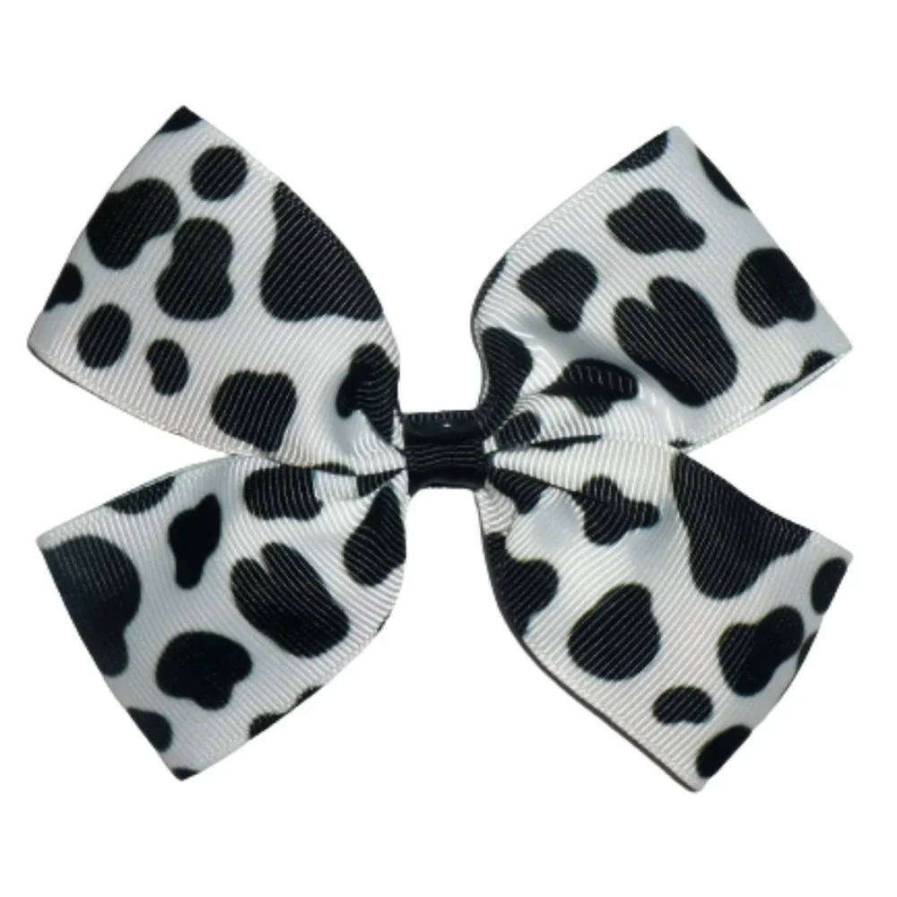 Cow Print Girls 4-Inch Hair Bow Clip
